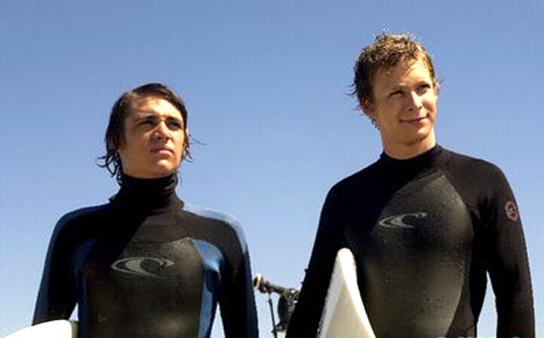 Johnny and Chilli in surf gear